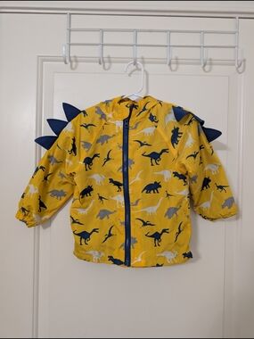 Little Rebels Dinosaur Rain Jacket Hooded Yellow 2T Spike Raincoat